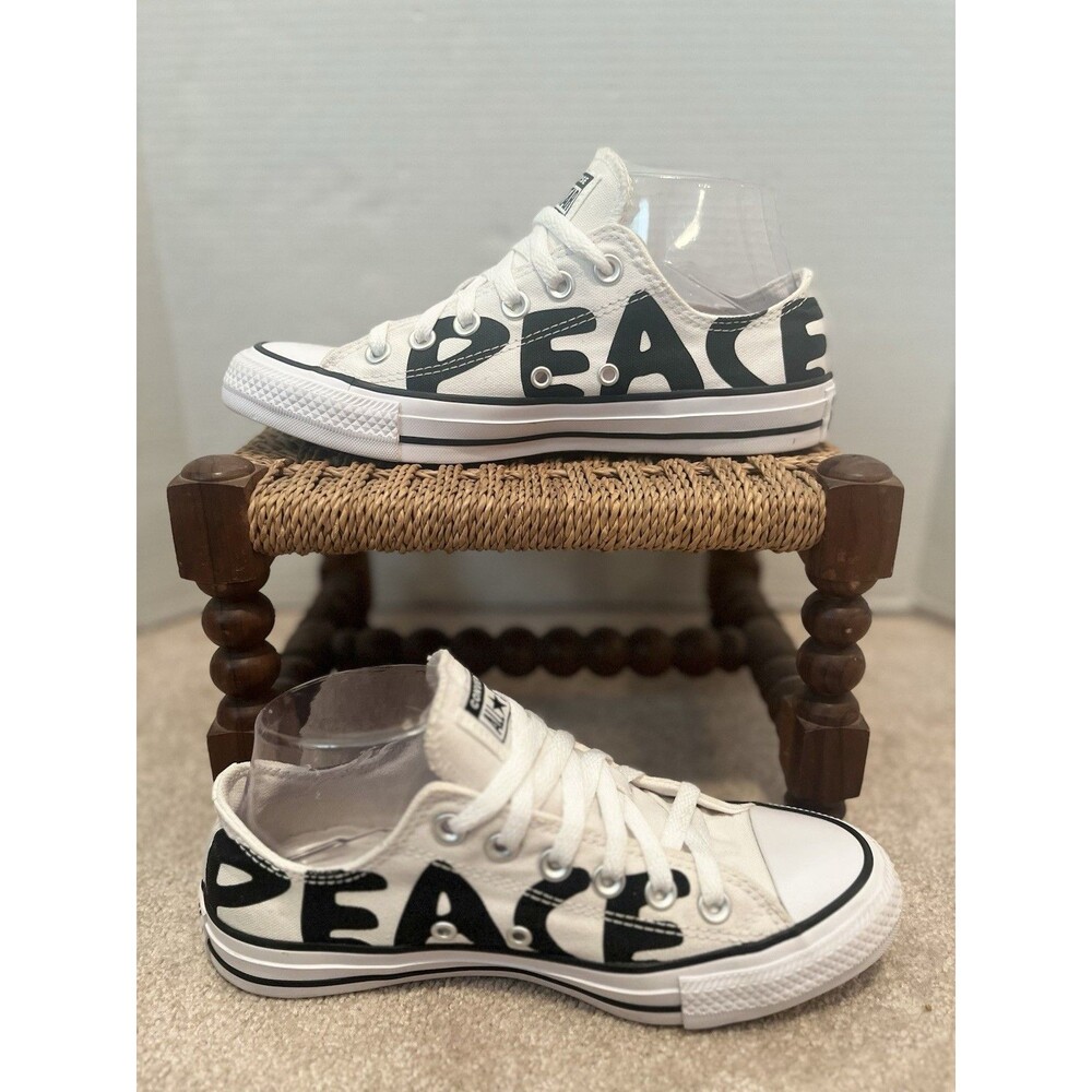 Converse All Star Chuck Taylor PEACE Logo Sneaker Shoe Unisex M5 W7 White Black